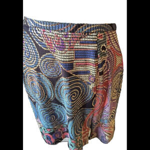 💃💙Cache Metallic Straight Skirt Side Front Slit Zip Back Size L NWOT 30”x19”